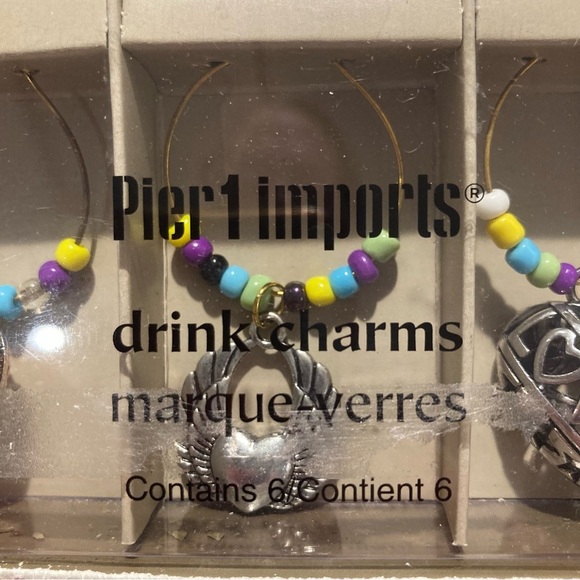 PIER 1 IMPORTS Drink Charms Silver Toned Beaded New in Box - Picture 2 of 3